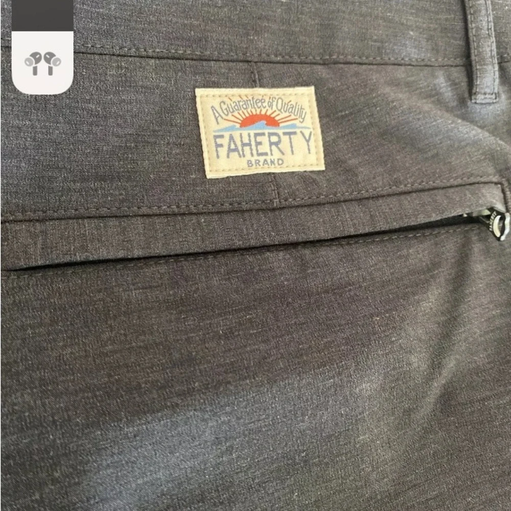 Faherty Gray All Day Shorts Men's Size 40 Blue 7” Inseam Flat Front Drawstring